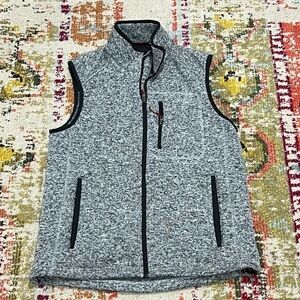 Orvis Fishing Gray Zip Up Vest Outwear Fisherman Sweater Fleece Jacket
